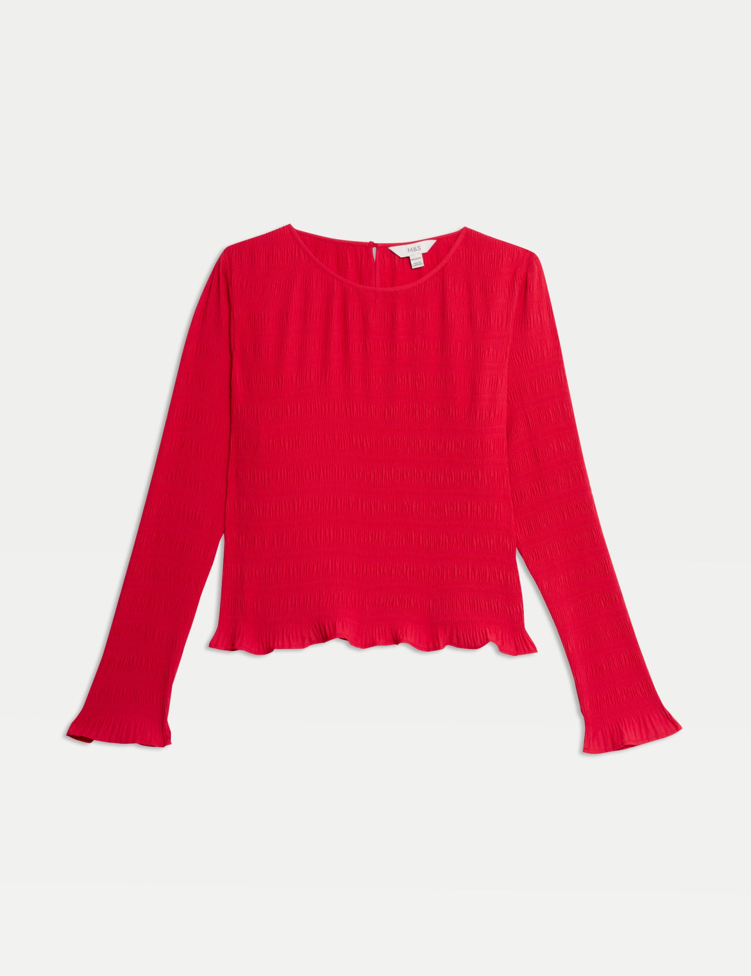 Crew Neck Textured Smocked Top