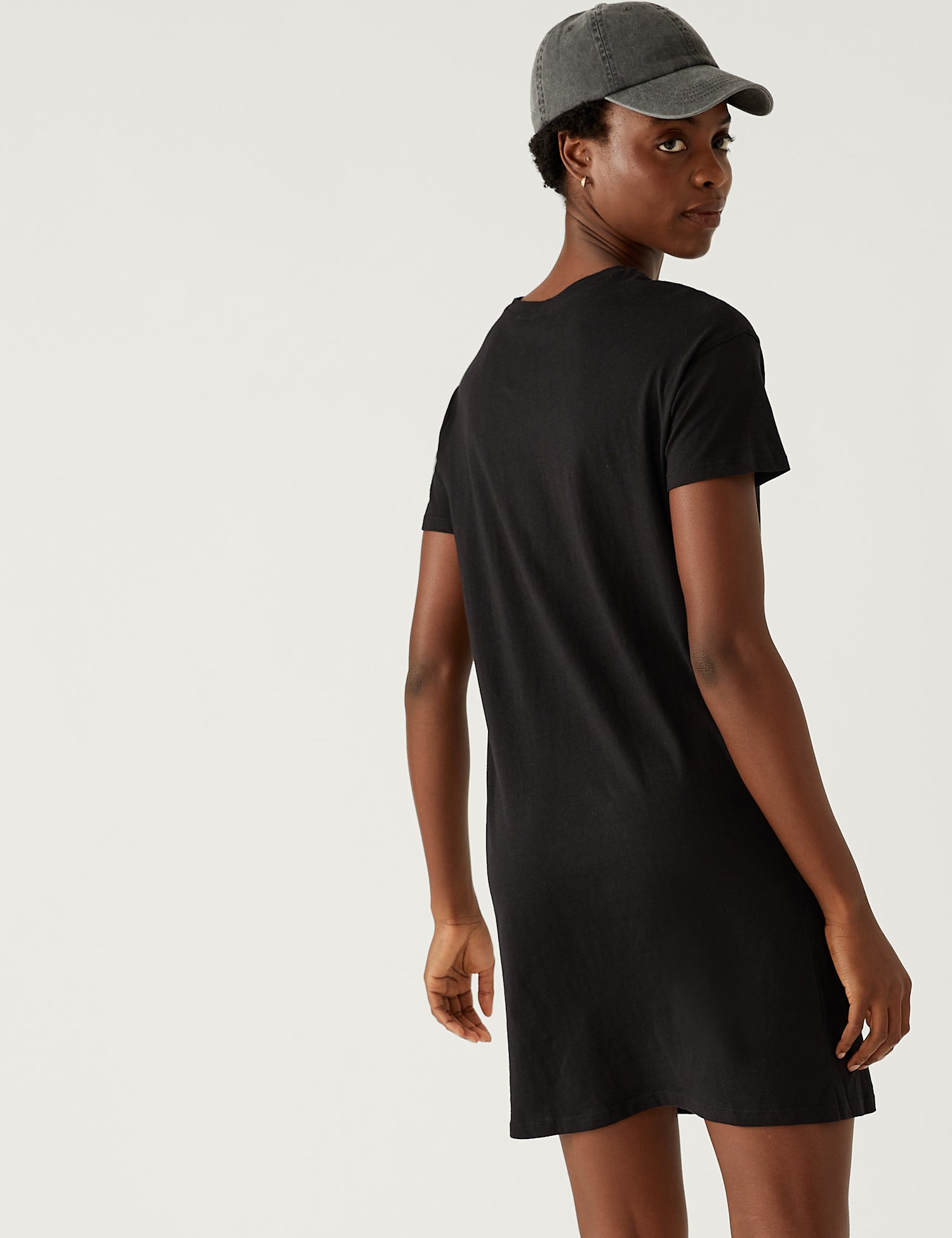 Pure Cotton Round Neck Mini T-Shirt Dress