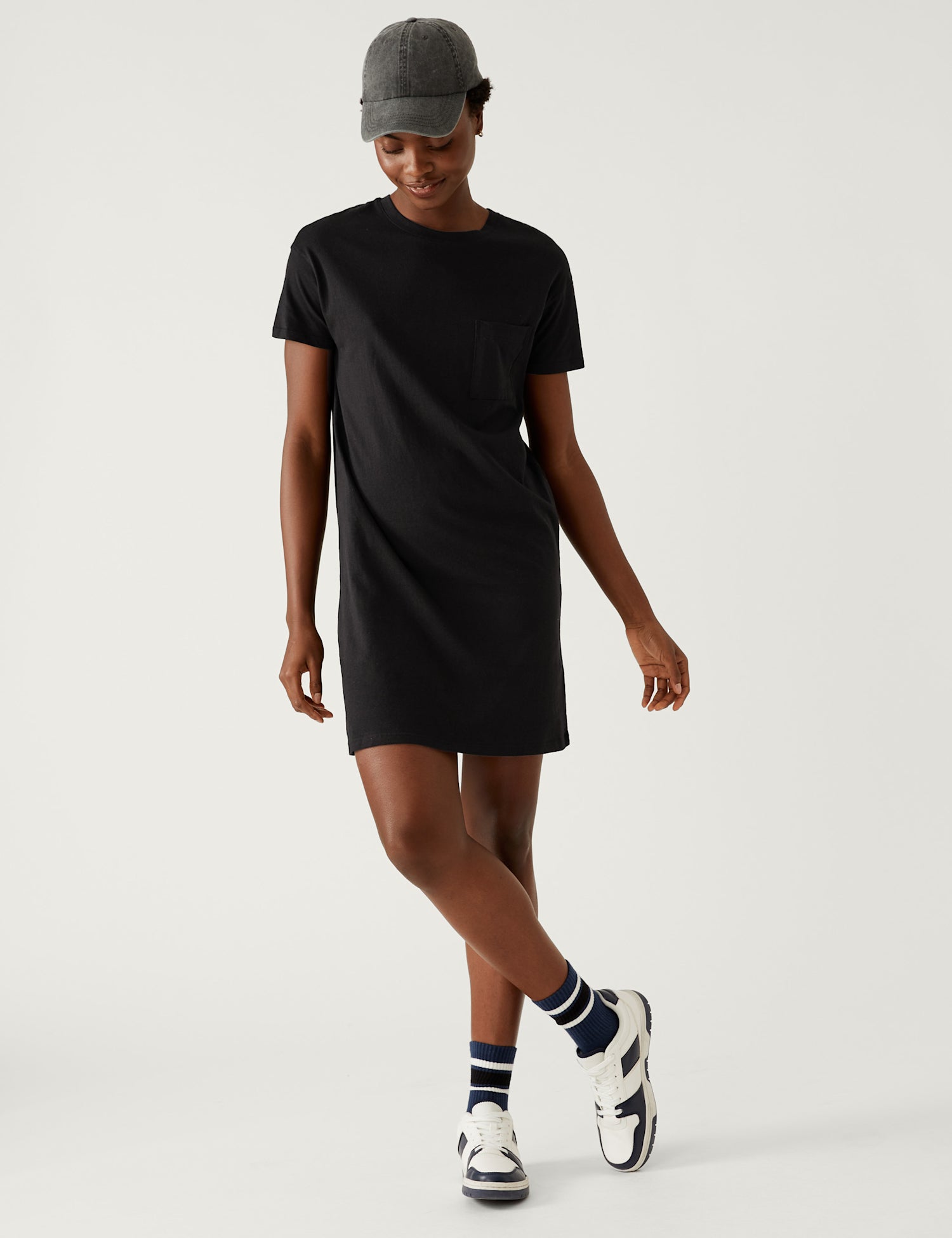 Pure Cotton Round Neck Mini T-Shirt Dress
