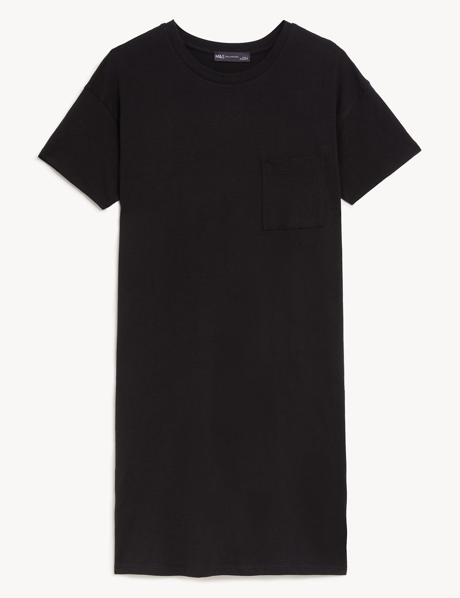 Pure Cotton Round Neck Mini T-Shirt Dress