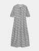 Printed Round Neck Midi Relaxed Tiered Dress