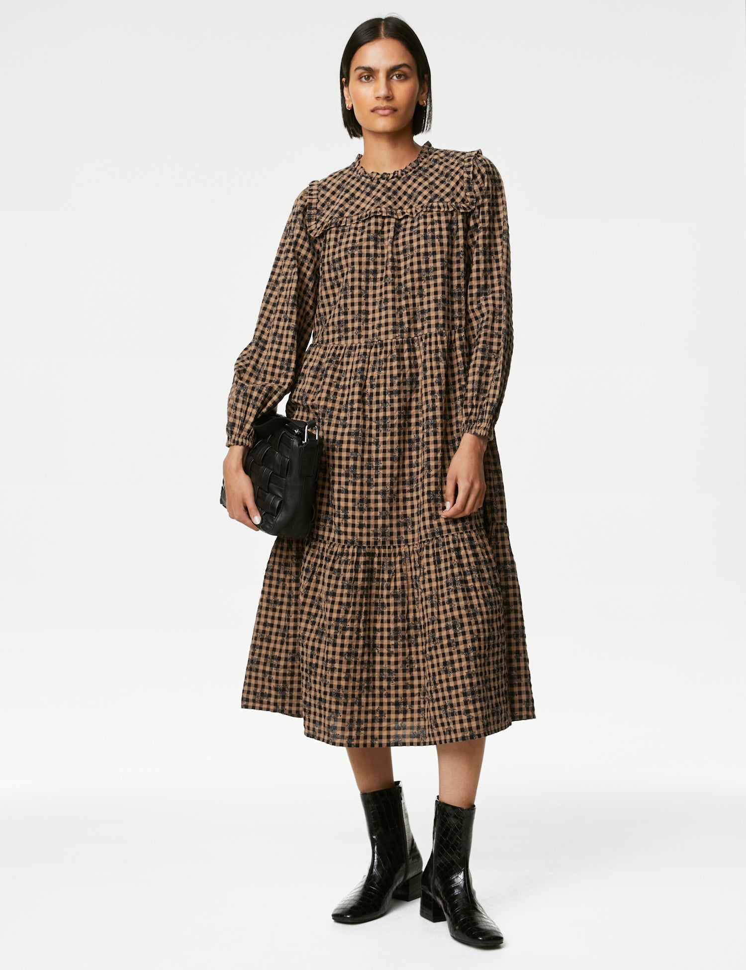 Pure Cotton Printed Midi Tiered Dress
