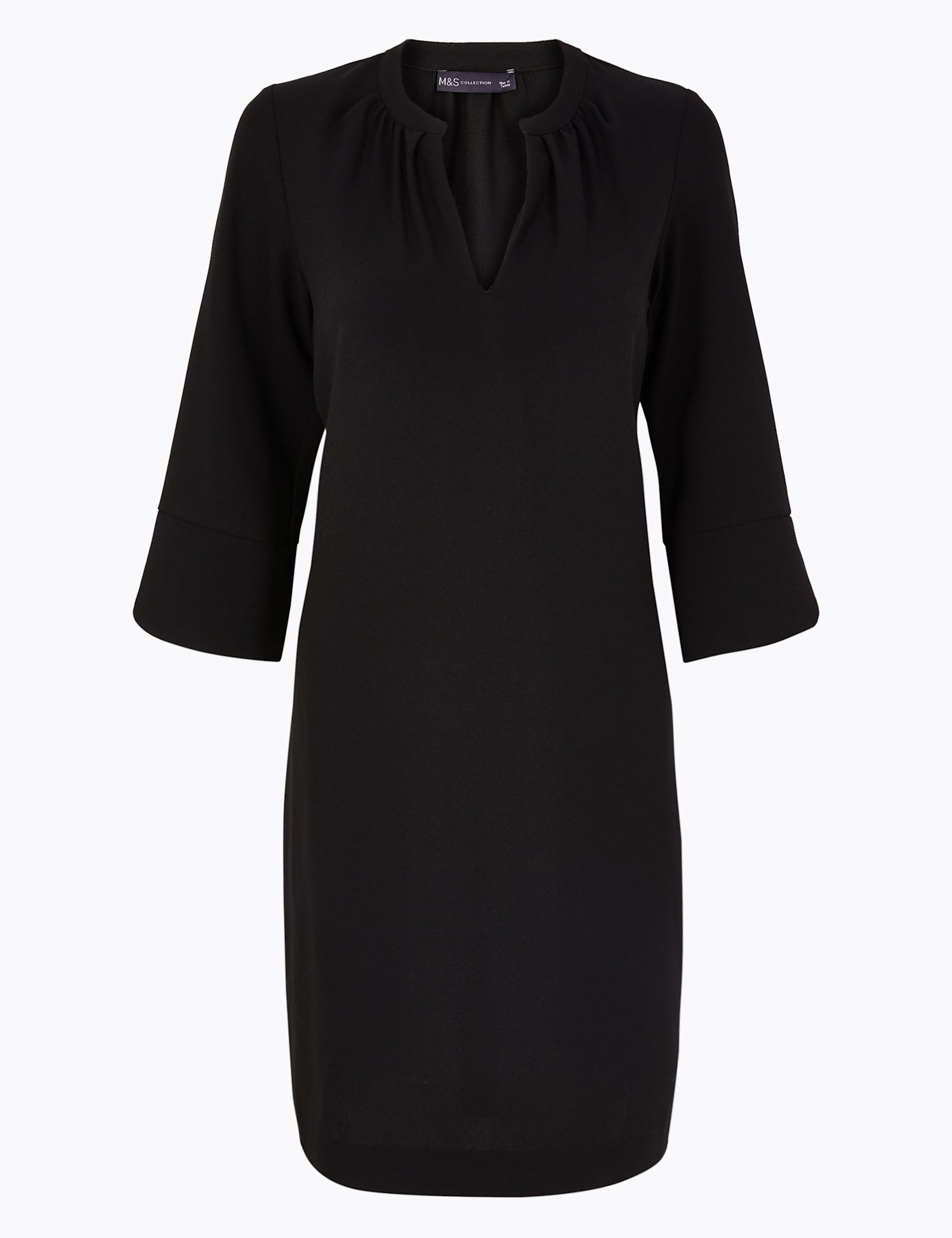 Crepe V-Neck Shift Dress