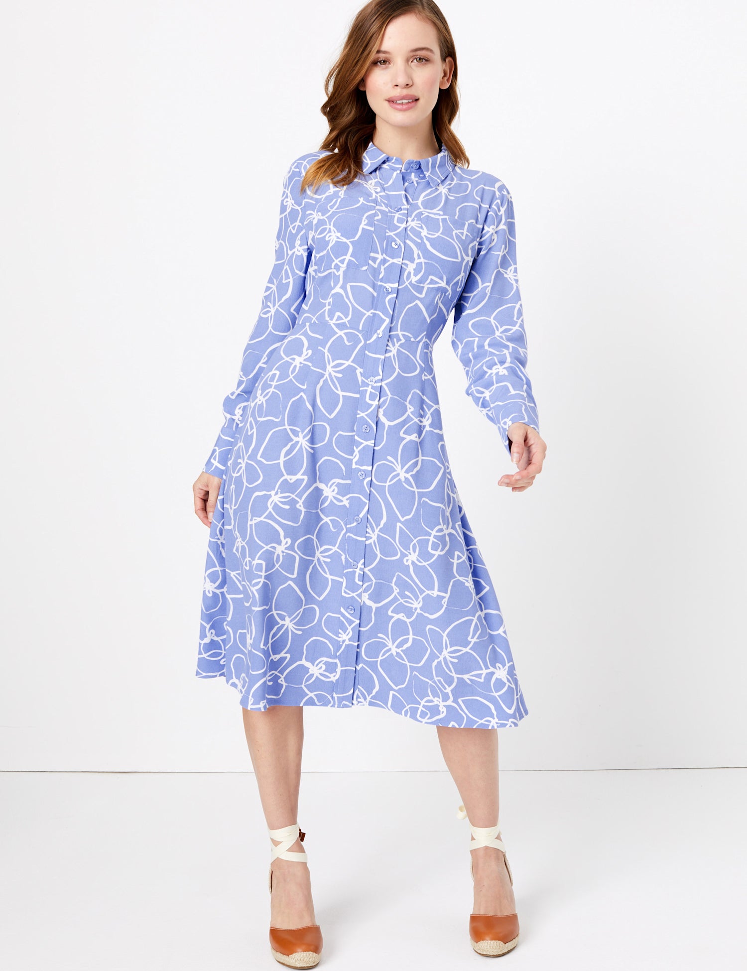 PETITE Floral Midi Shirt Dress