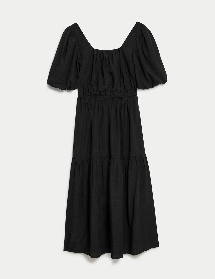 Textured Square Neck Midi Tiered Dress Marks & Spencer Philippines