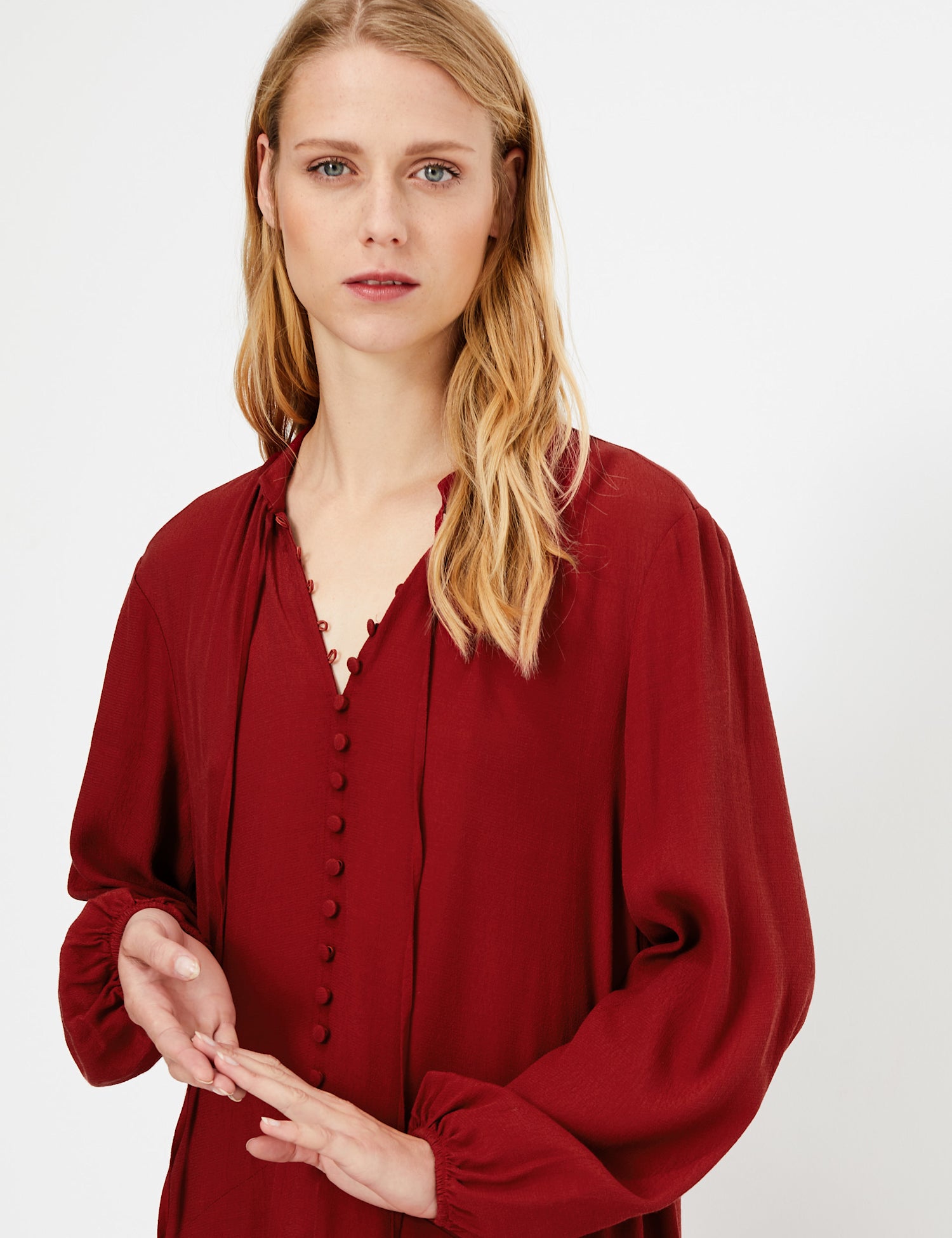 Button Detailed Relaxed Midi Dress