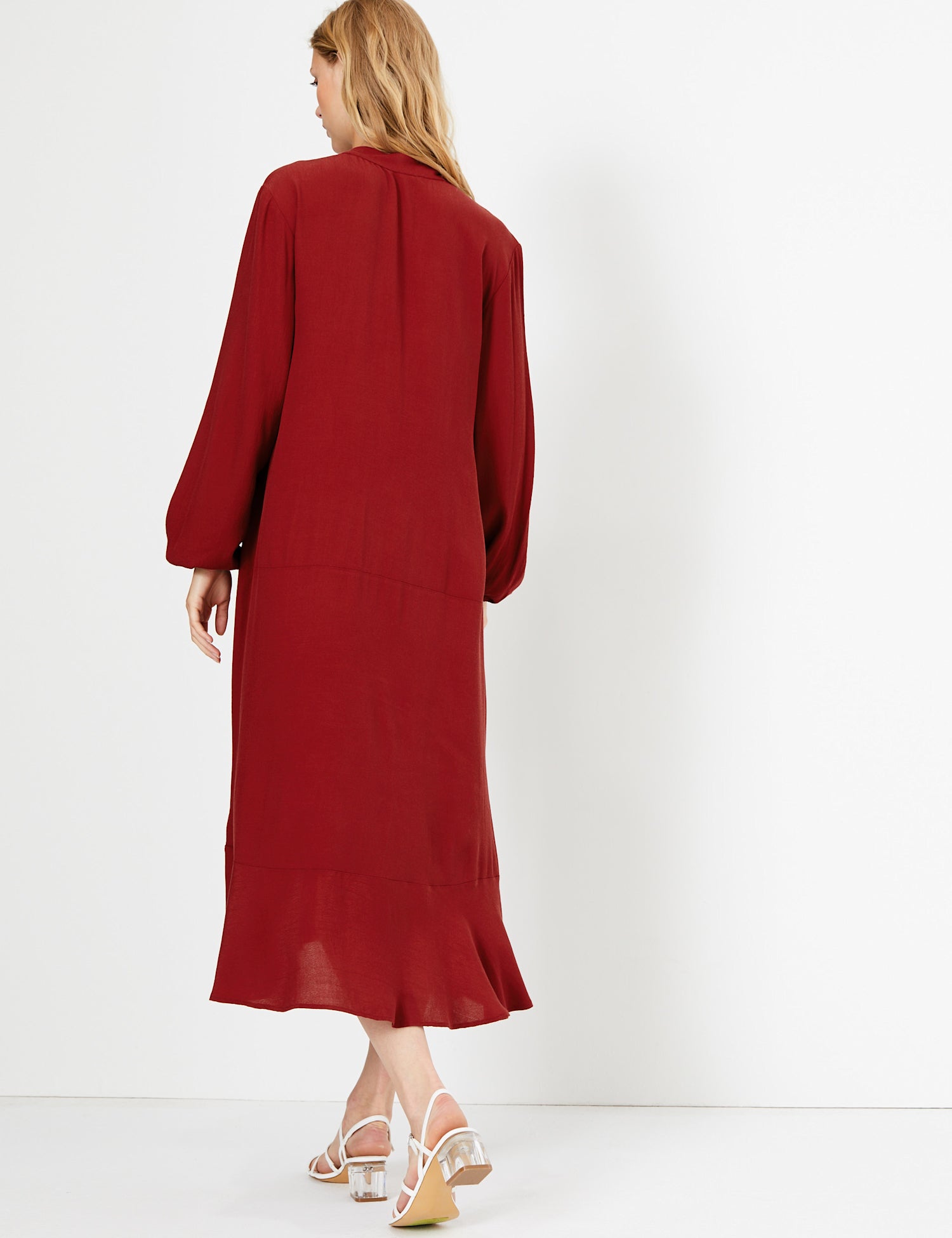 Button Detailed Relaxed Midi Dress