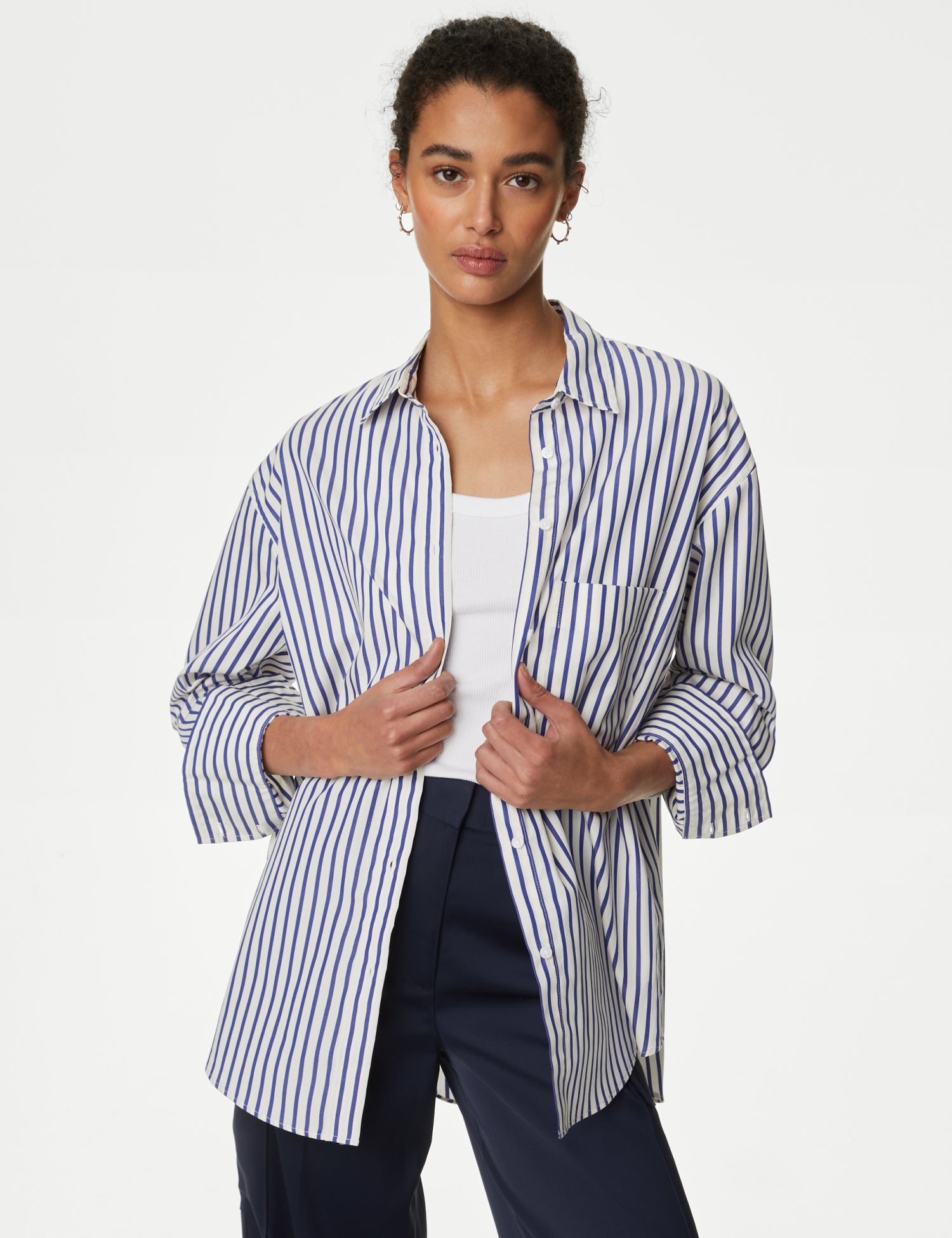 Pure Cotton Striped Collared Shirt