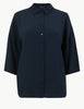 Oversized  Button Detailed 3/4 Sleeve Shirt