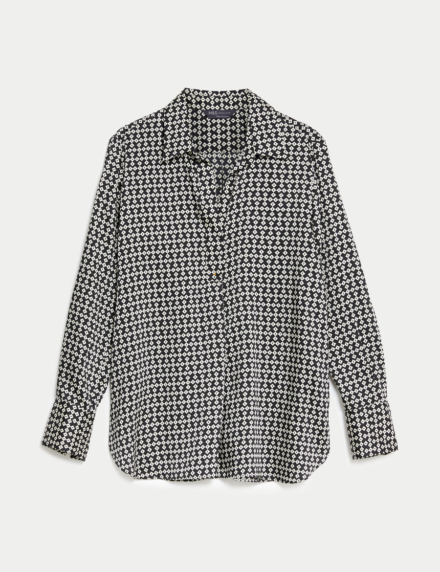 Printed Collared Popover Blouse Marks & Spencer Philippines
