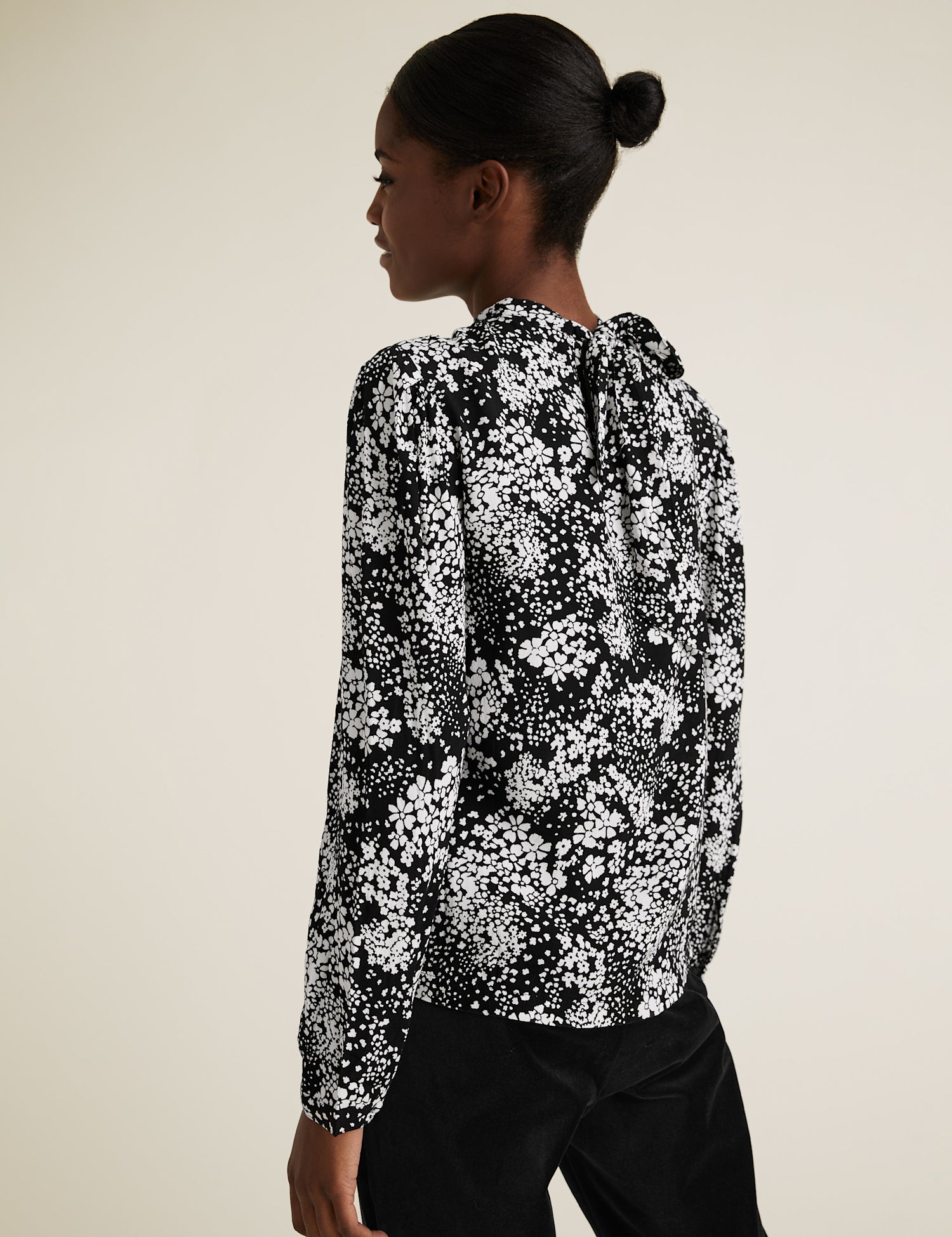 Floral High Neck Puff Sleeve Blouse