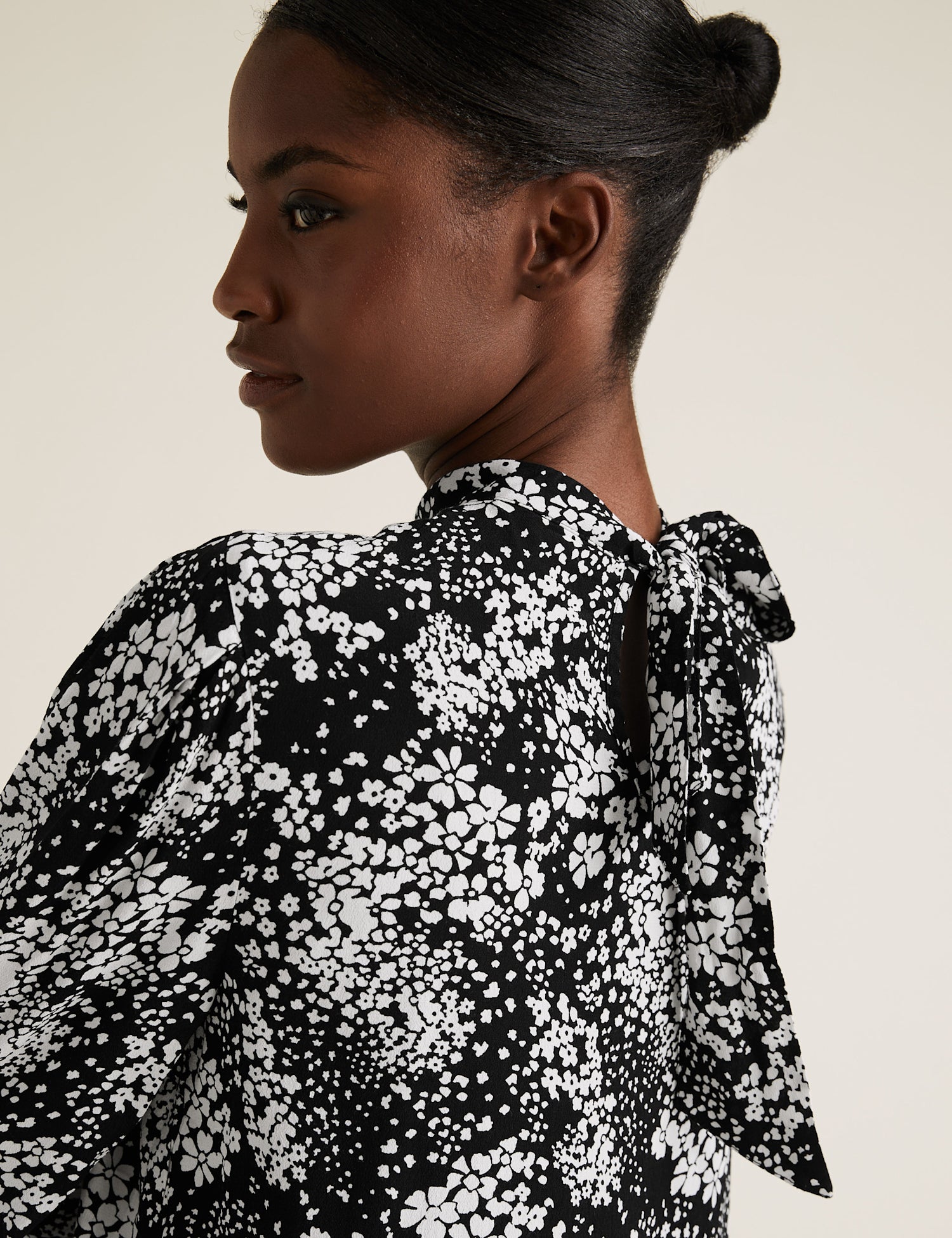 Floral High Neck Puff Sleeve Blouse