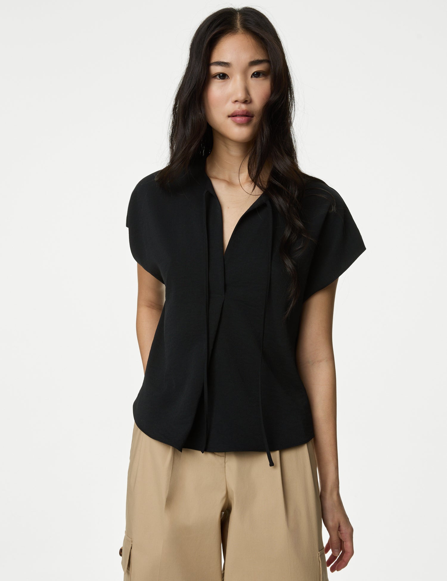 Tie Neck Popover Blouse