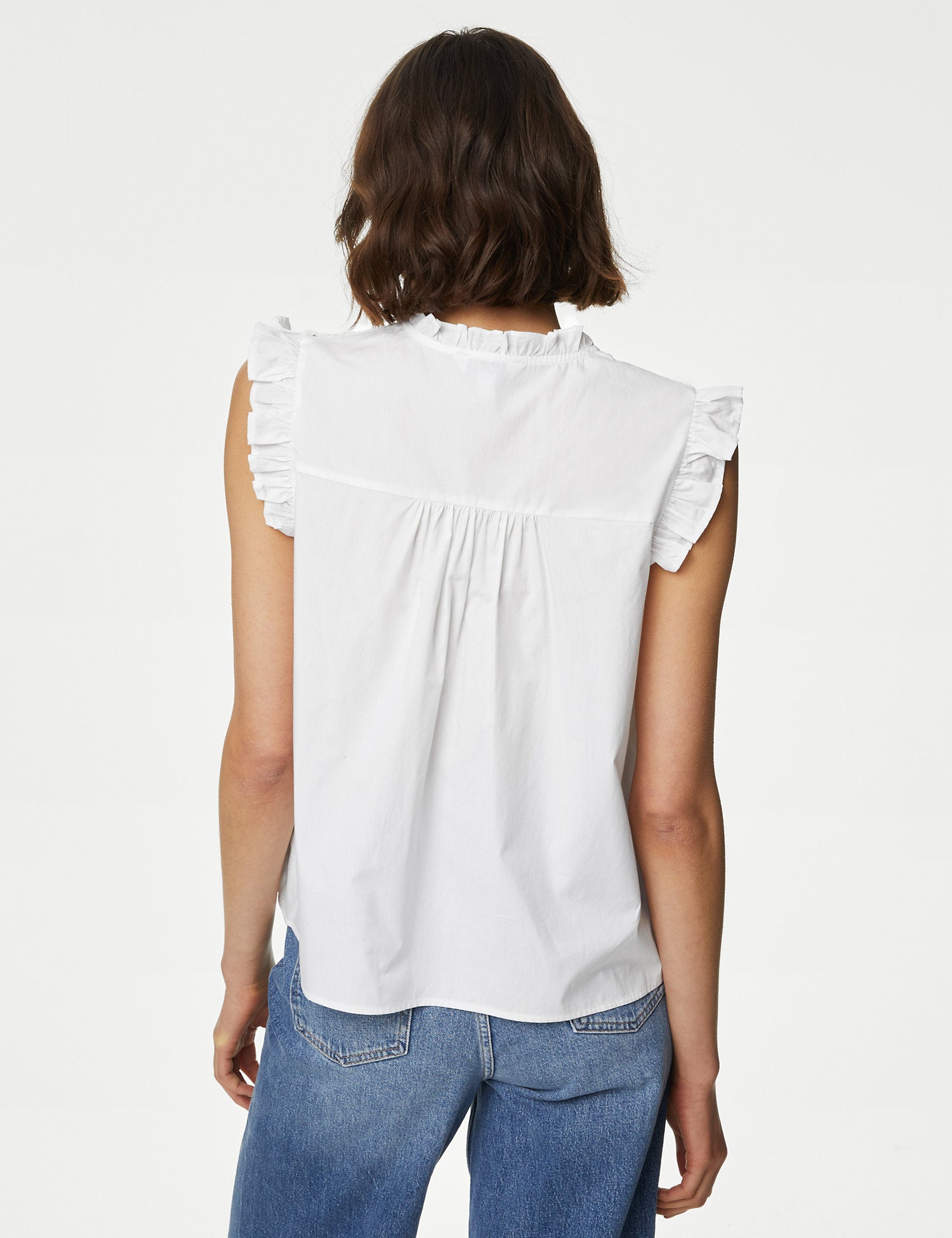 Pure Cotton V-Neck Lace Insert Top