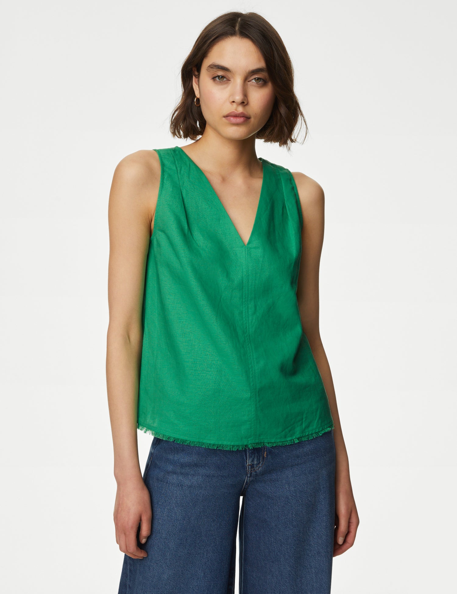 Linen Rich V-Neck Top