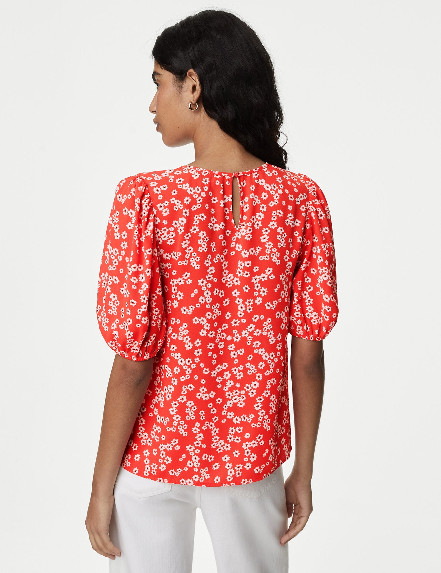 Printed Puff Sleeve Blouse