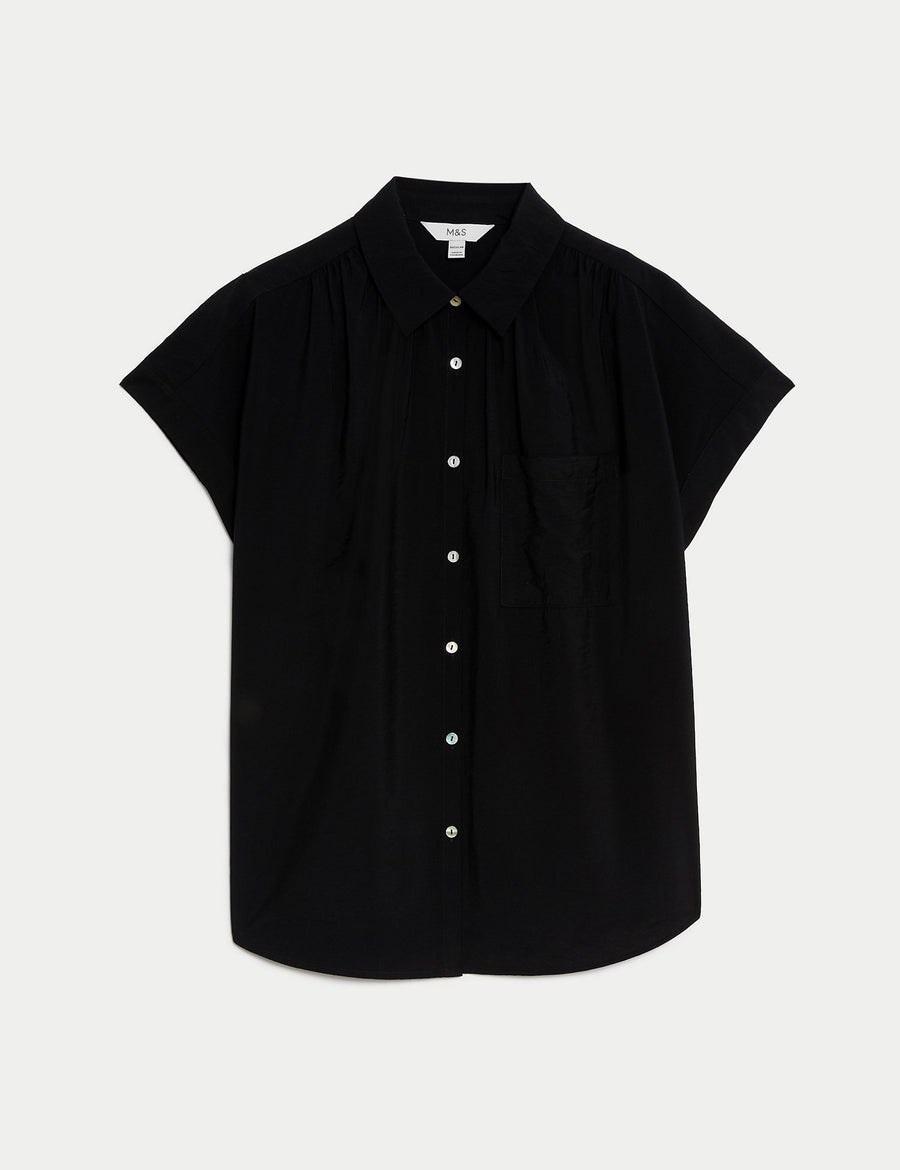 Collared Cap Sleeve Shirt