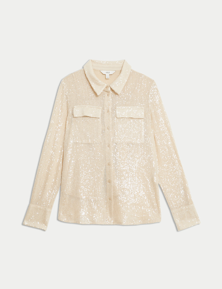Sequin Collared Shirt