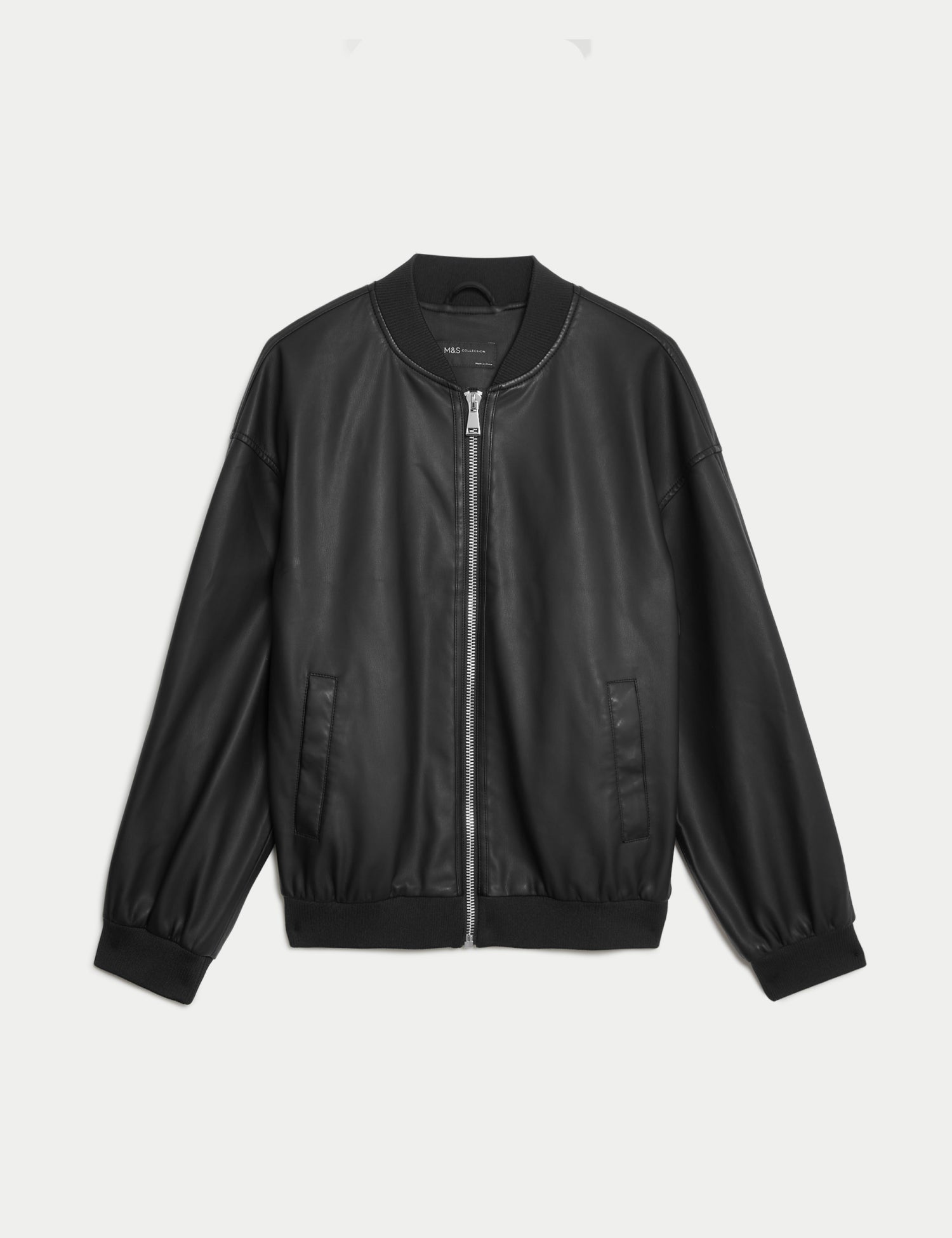 Faux Leather Relaxed Bomber Jacket - Main Image