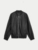 Faux Leather Relaxed Bomber Jacket