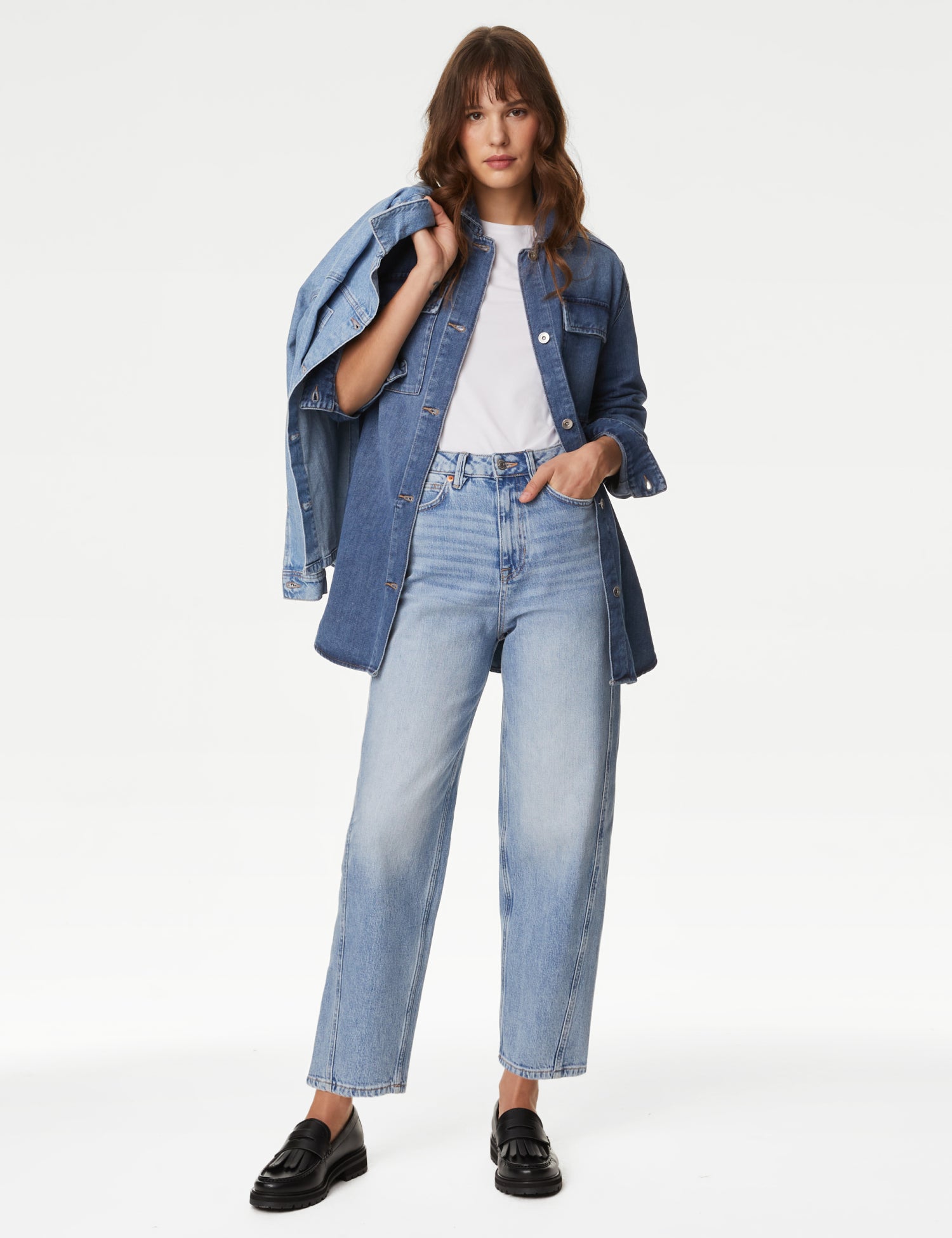 Cotton Rich Denim Longline Overshirt