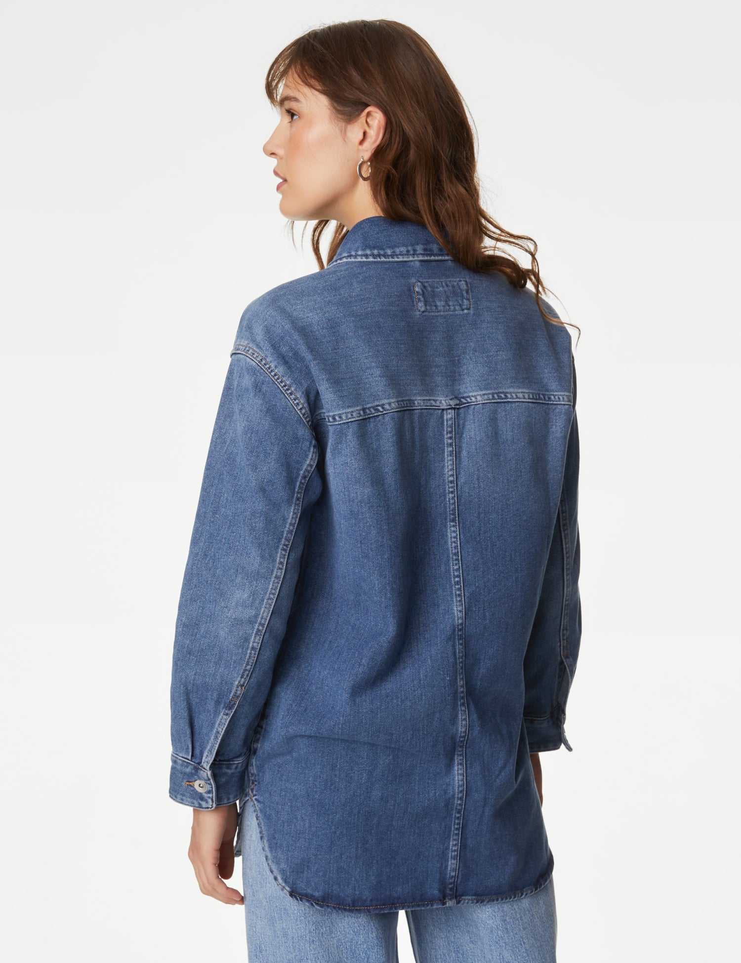 Cotton Rich Denim Longline Overshirt