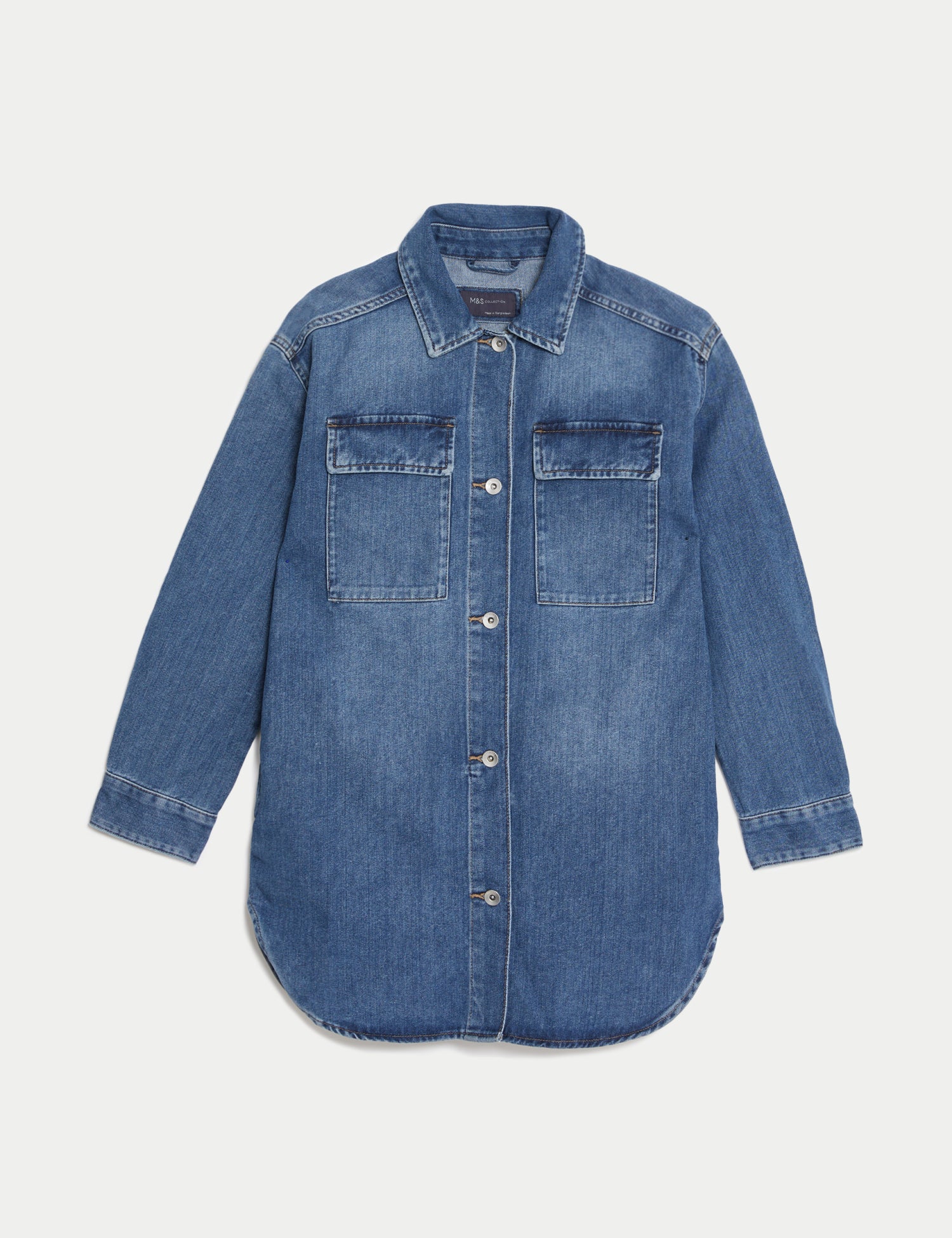 Cotton Rich Denim Longline Overshirt