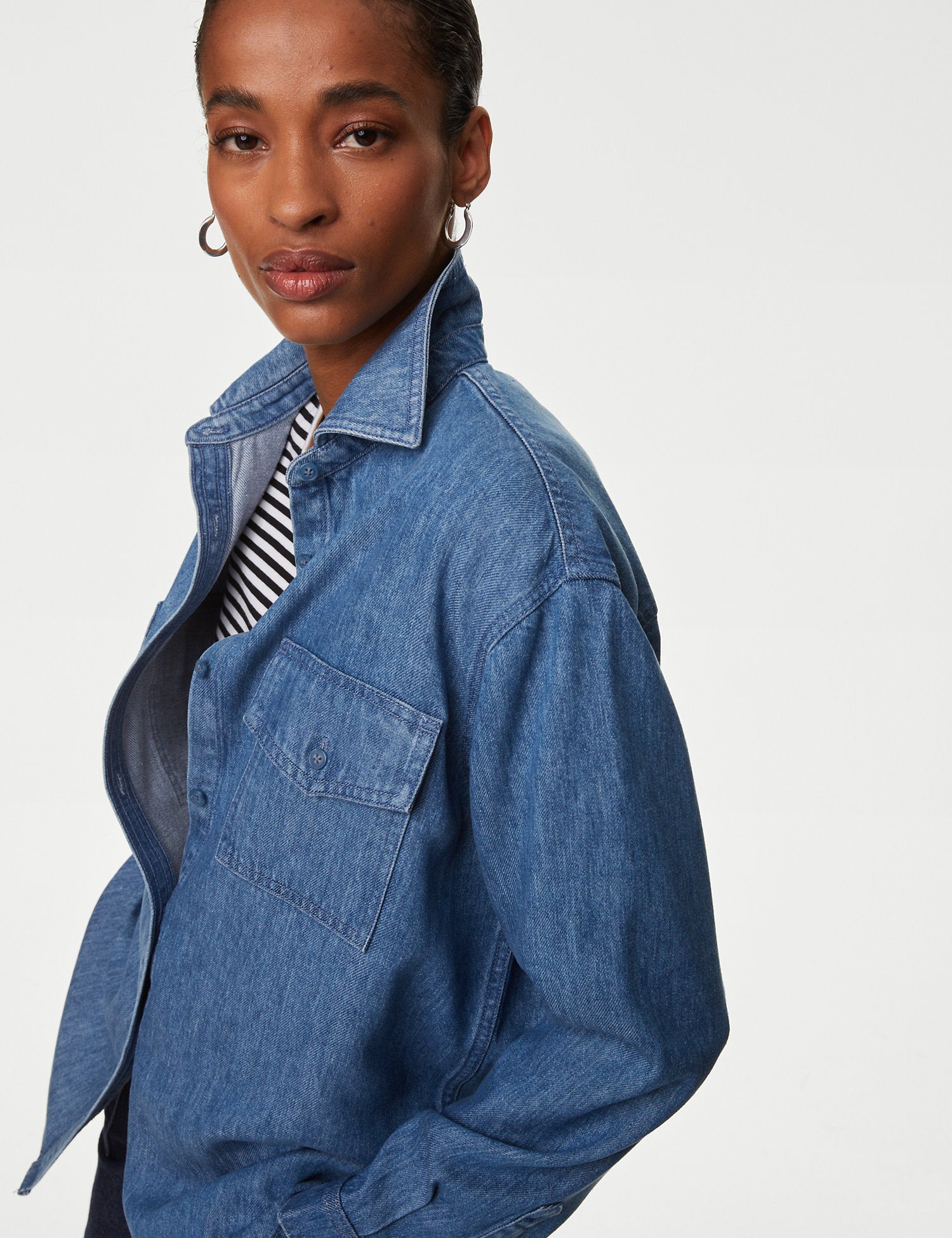 Lyocell™ Denim Collared Relaxed Shirt