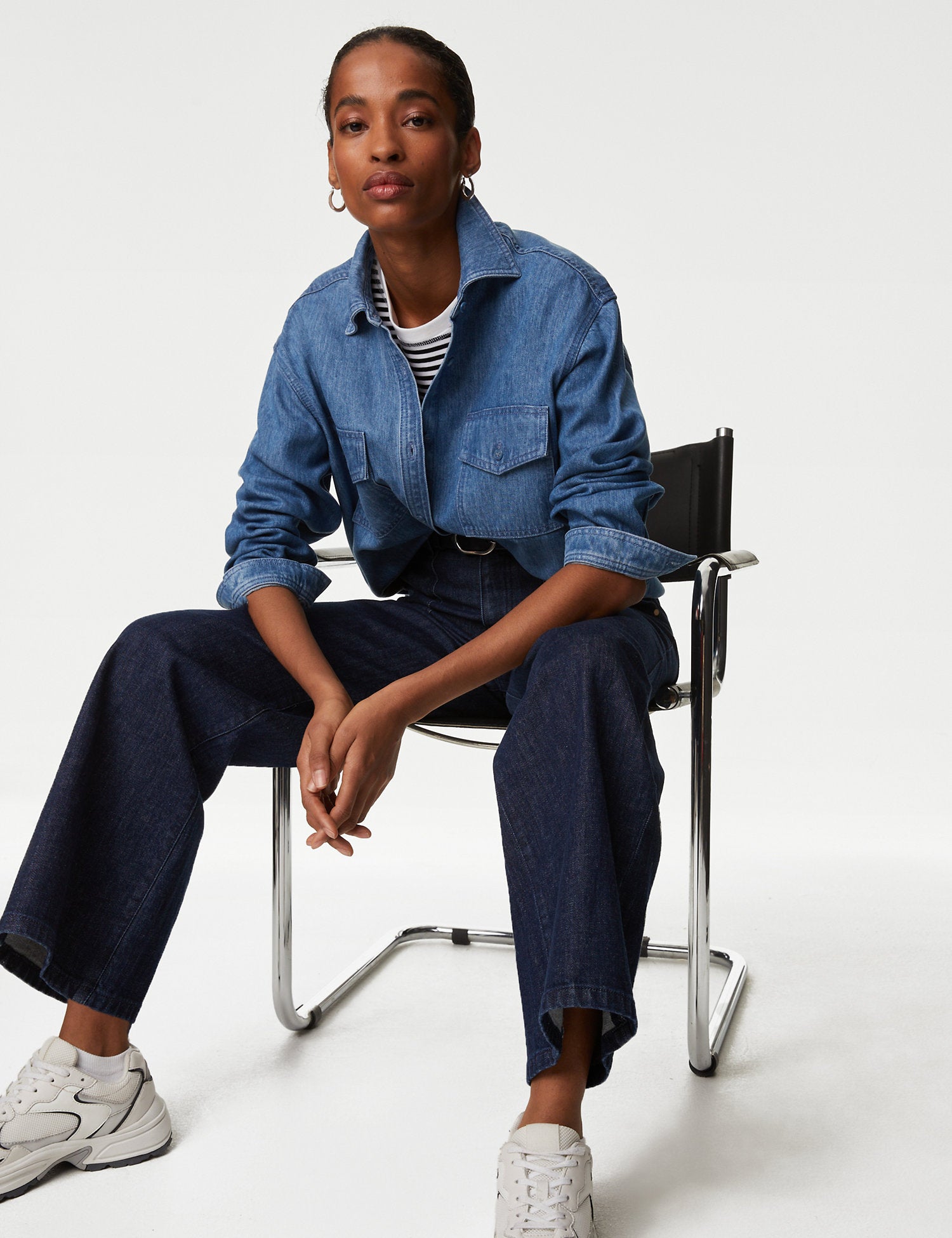 Lyocell™ Denim Collared Relaxed Shirt