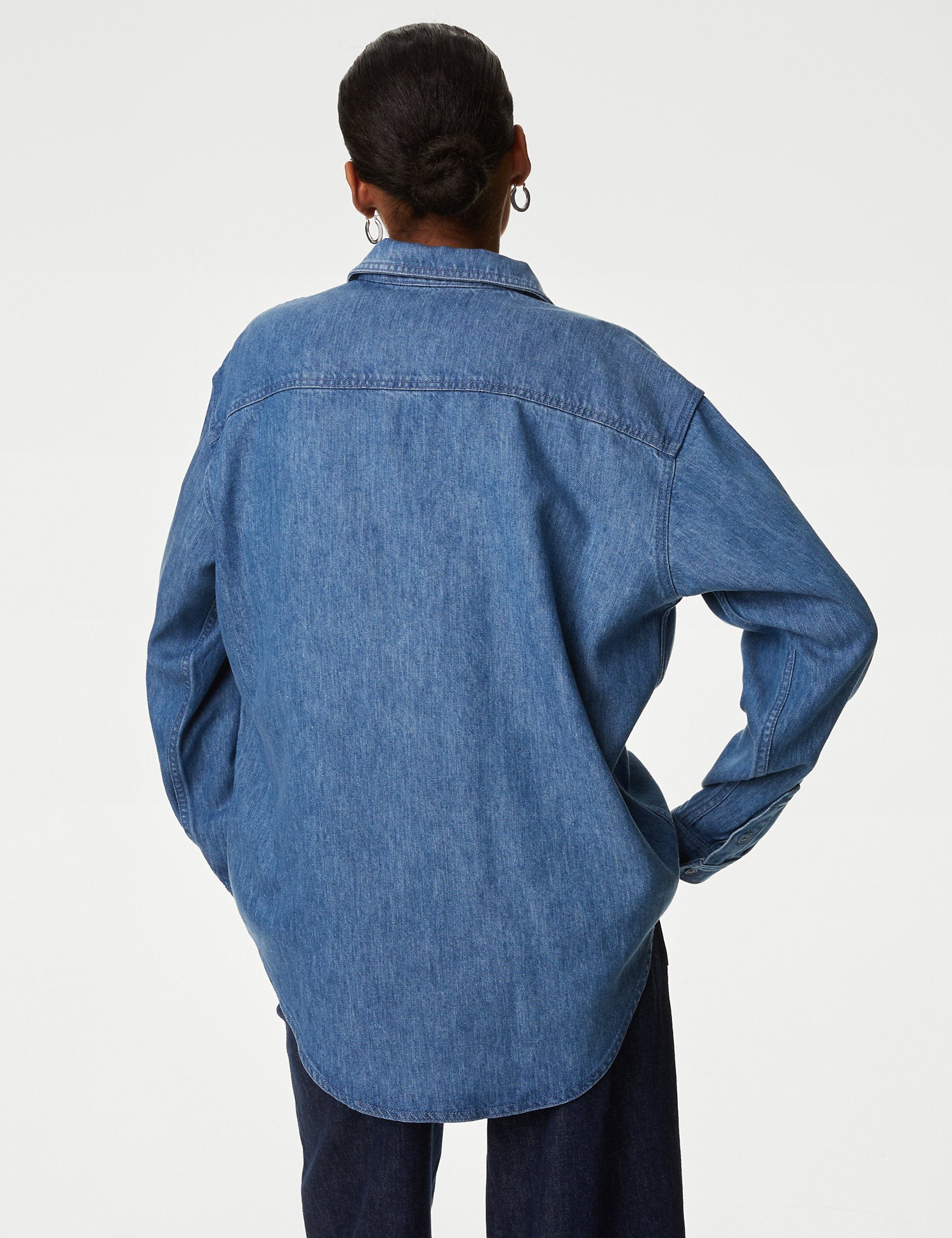 Lyocell™ Denim Collared Relaxed Shirt