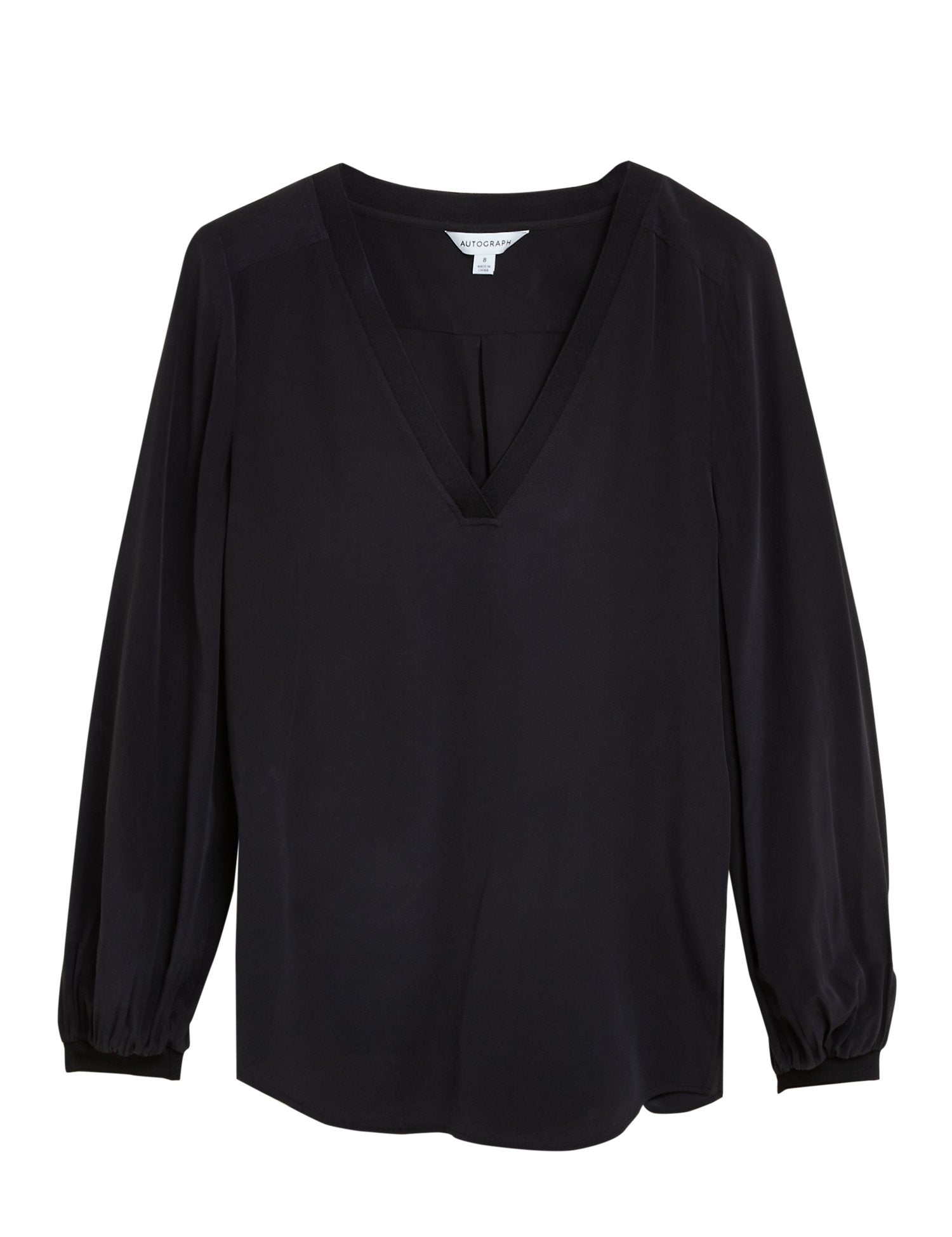 Pure Silk V-Neck Popover Blouse