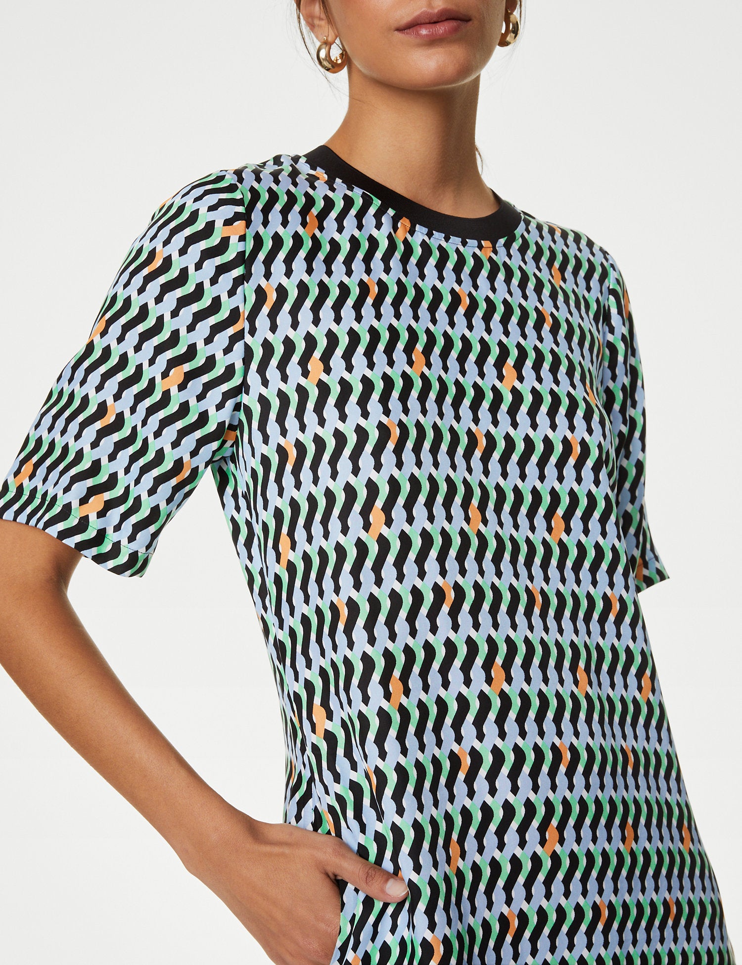 Cupro Rich Printed Midaxi T-Shirt Dress