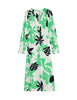 Leaf Print V-Neck Midaxi Smock Dress