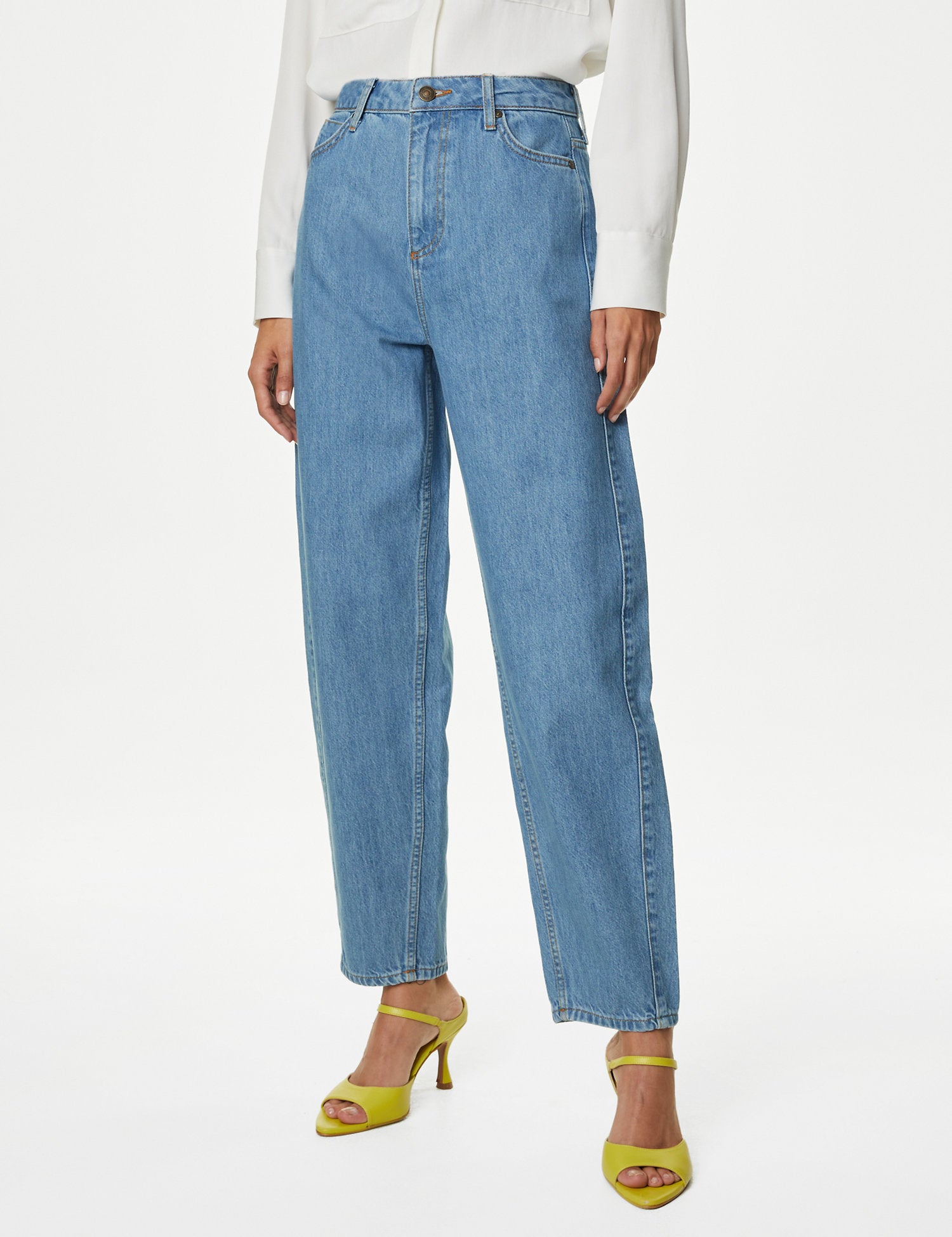 Relaxed High Waisted Straight Leg Jeans