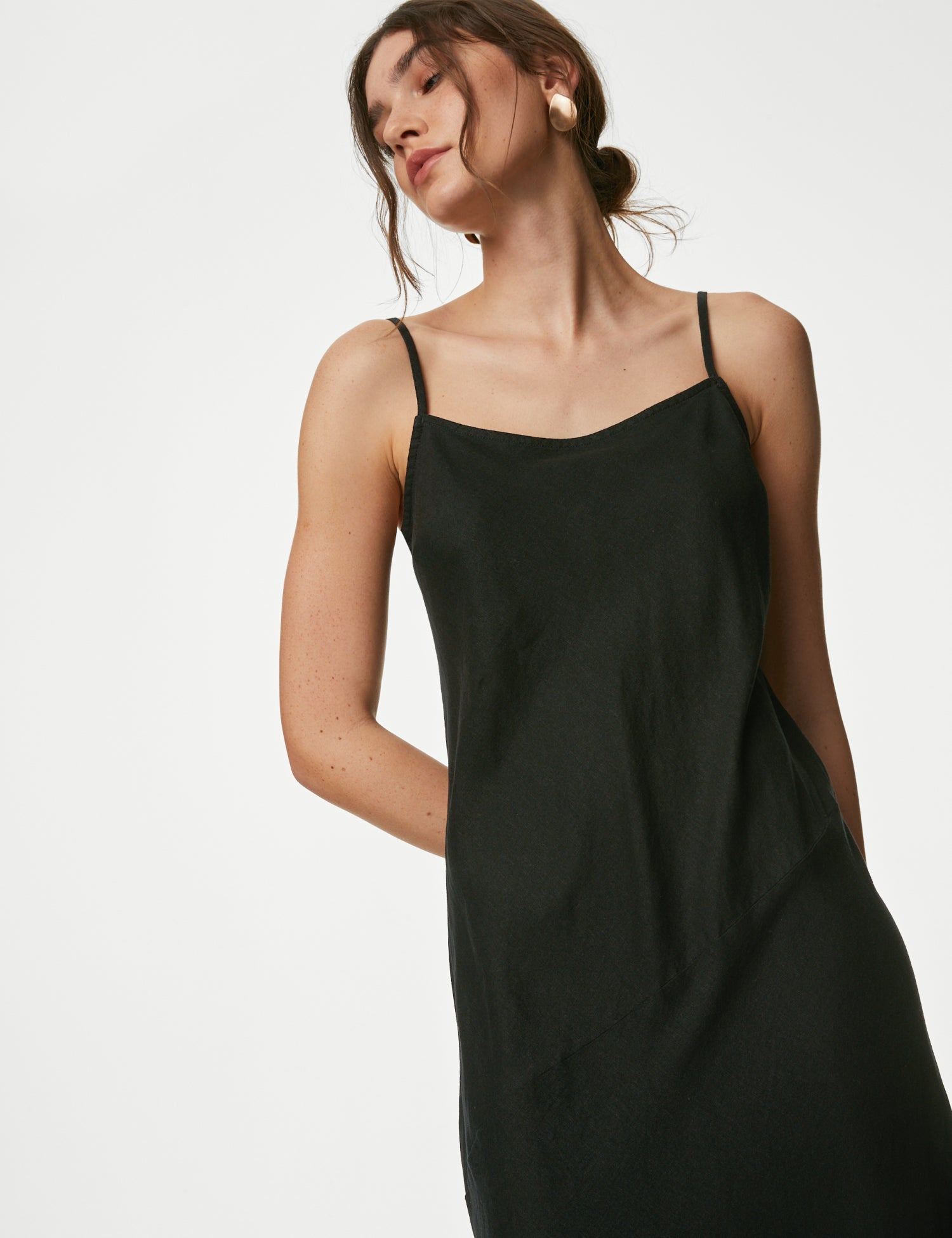 Linen Rich Strappy Midaxi Slip Dress