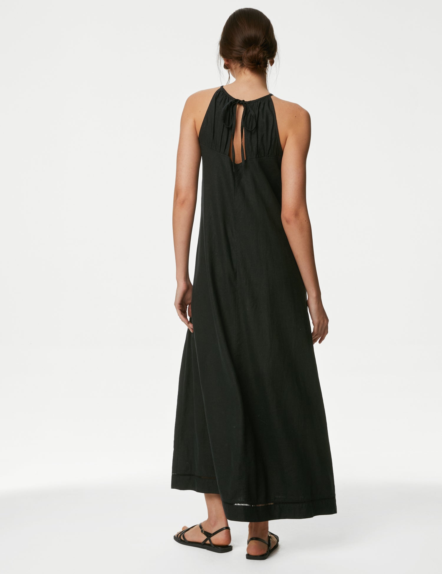 Linen Rich Halter Neck Maxi Shift Dress