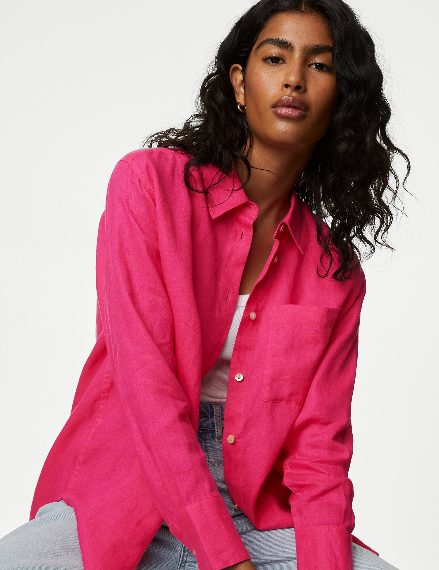 Pure Linen Relaxed Collared Shirt