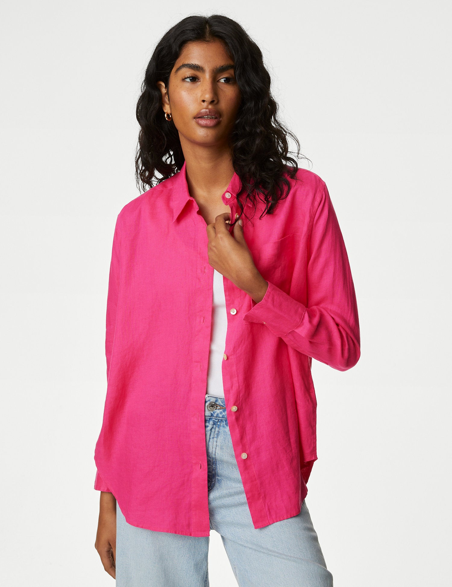 Pure Linen Relaxed Collared Shirt