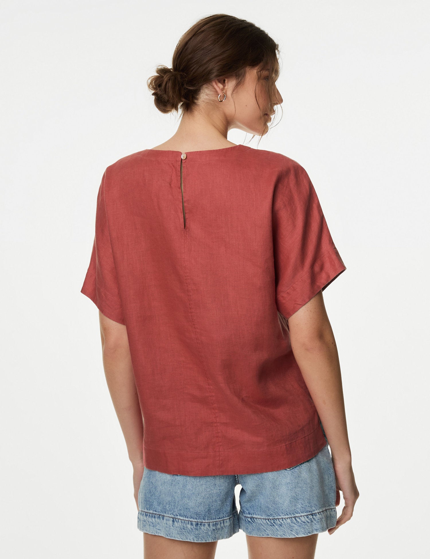 Pure Linen Round Neck Relaxed Blouse