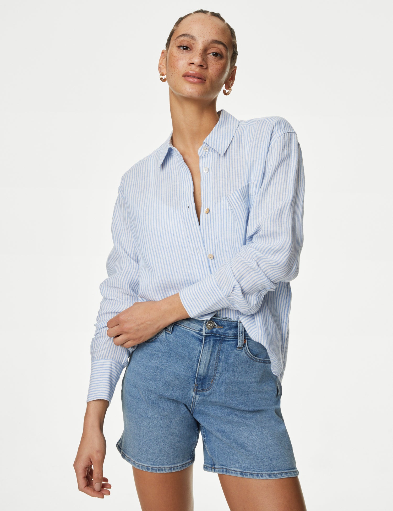 Pure Linen Striped Relaxed Shirt