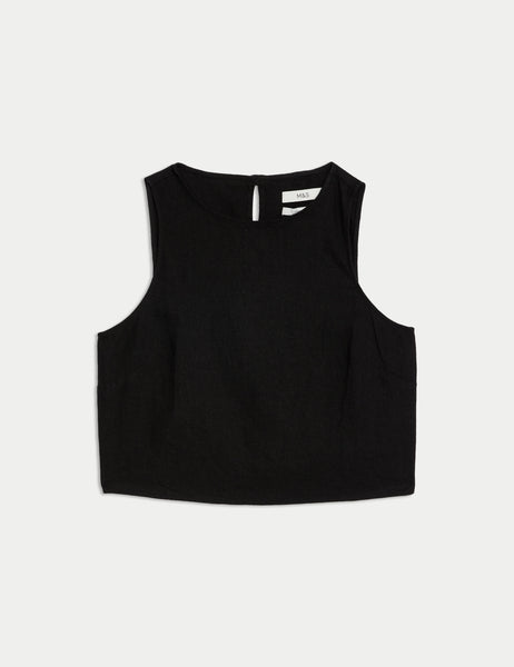 Linen Rich Crop Top - Main Image