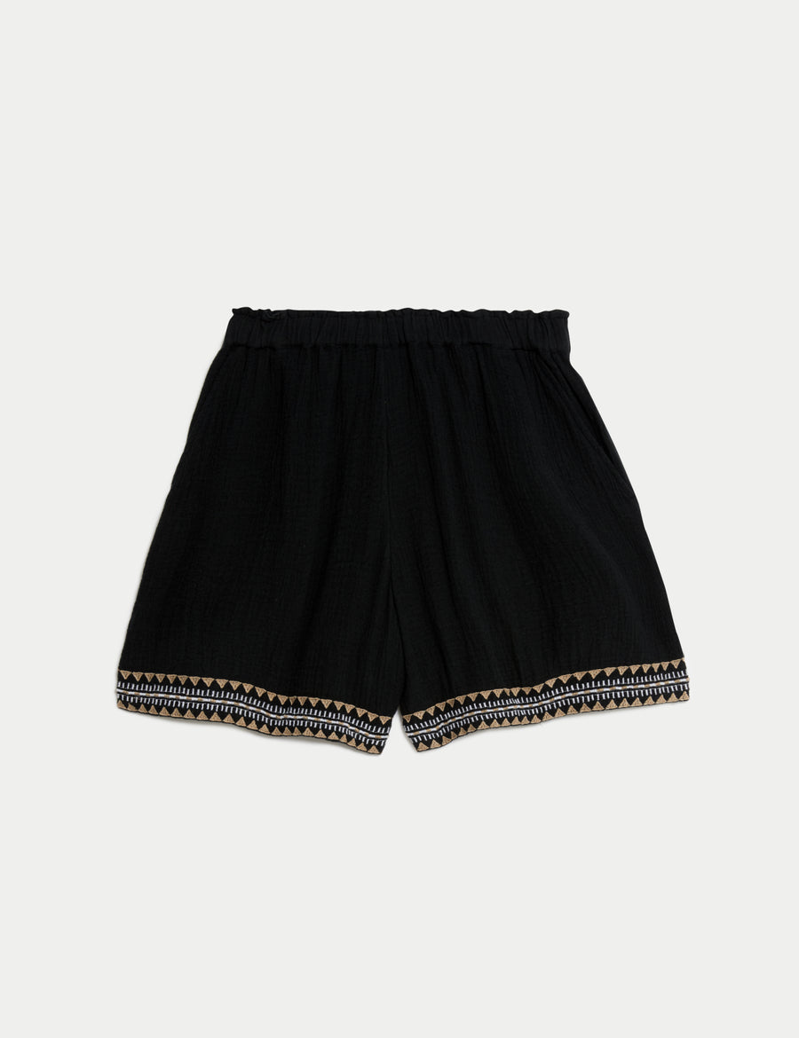 Pure Cotton Embroidered Beach Shorts