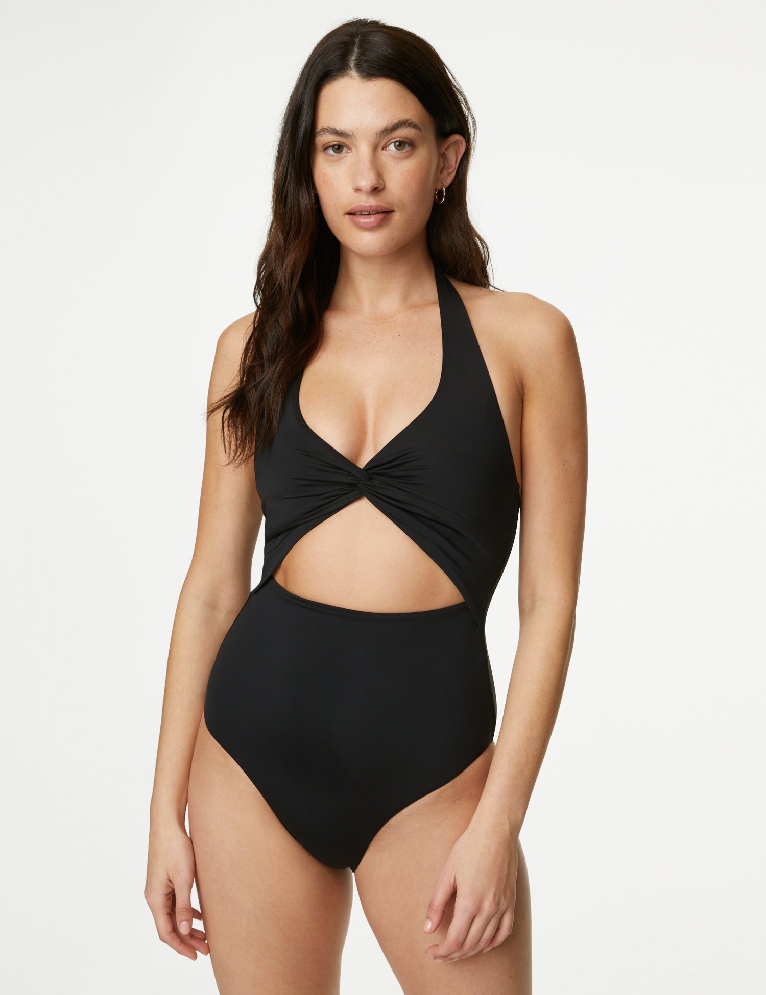 Padded Twist Front Halterneck Swimsuit