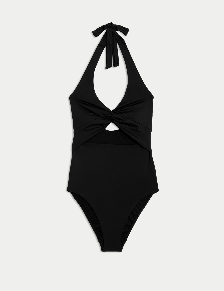 Padded Twist Front Halterneck Swimsuit