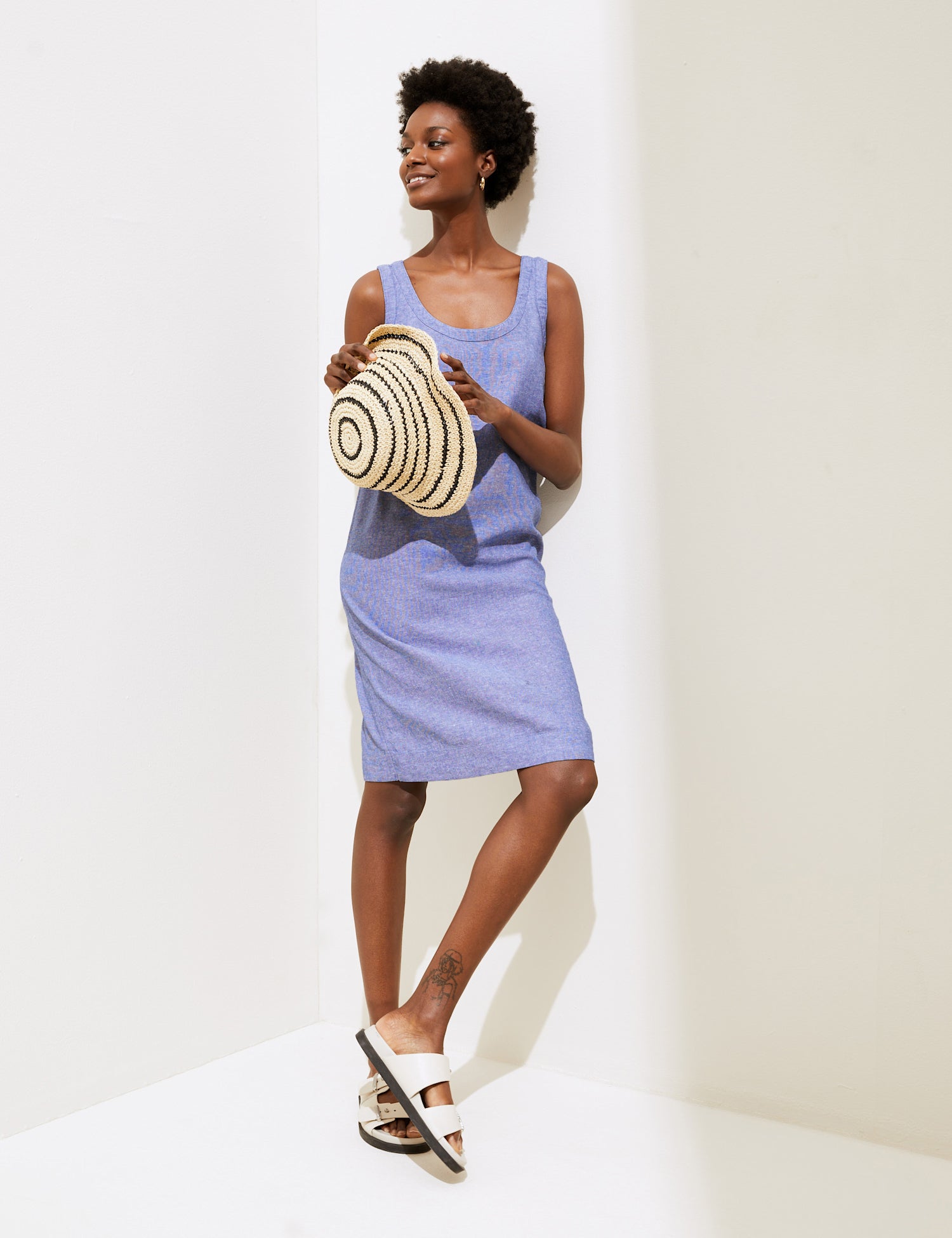 Linen Rich Sleeveless Shift Dress