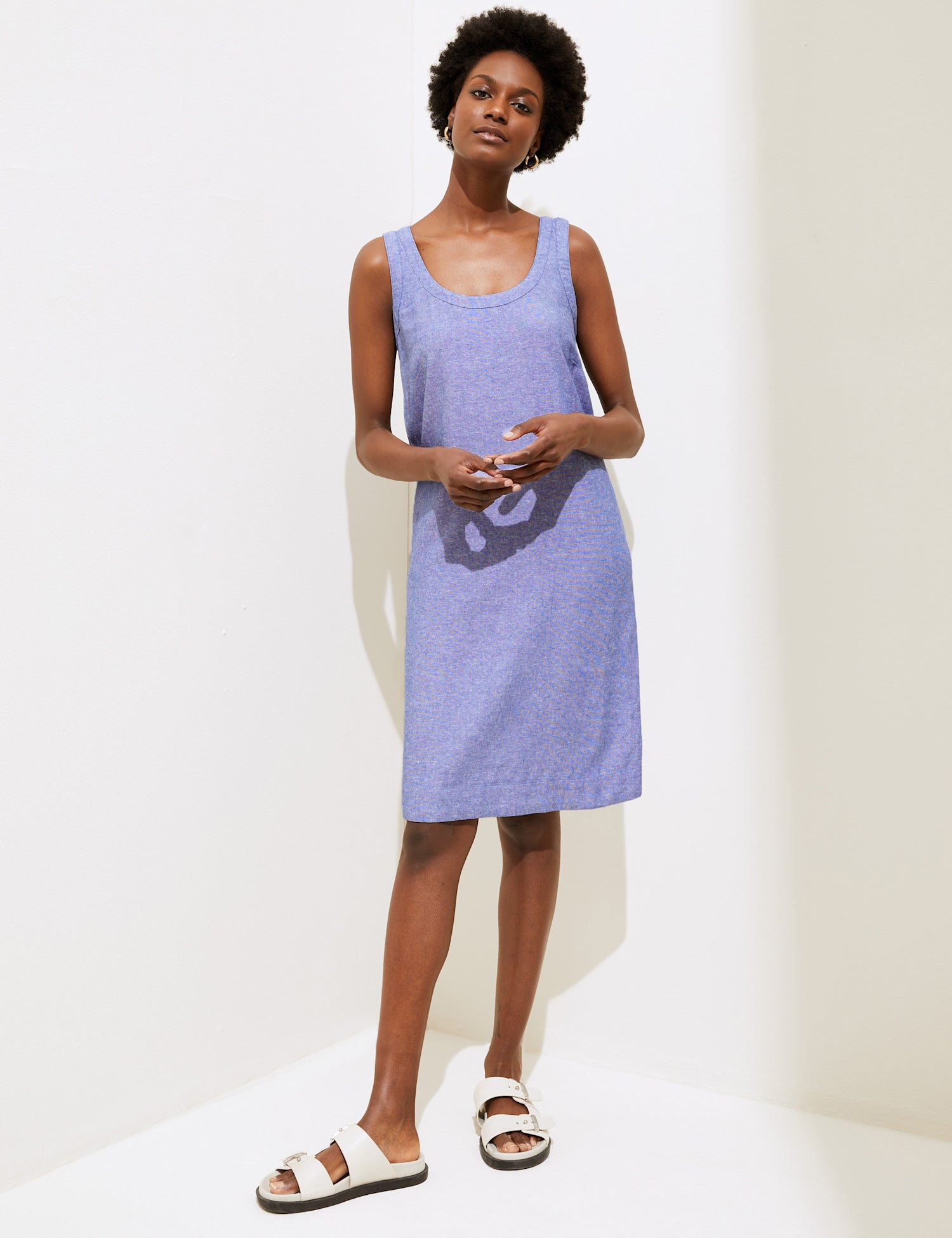 Linen Rich Sleeveless Shift Dress