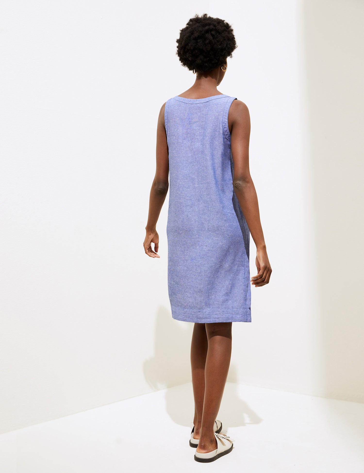 Linen Rich Sleeveless Shift Dress