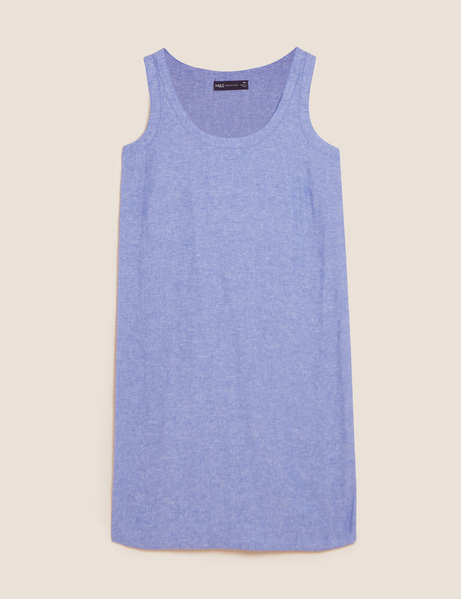 Linen Rich Sleeveless Shift Dress