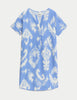 Linen Rich Printed V-Neck Shift Dress