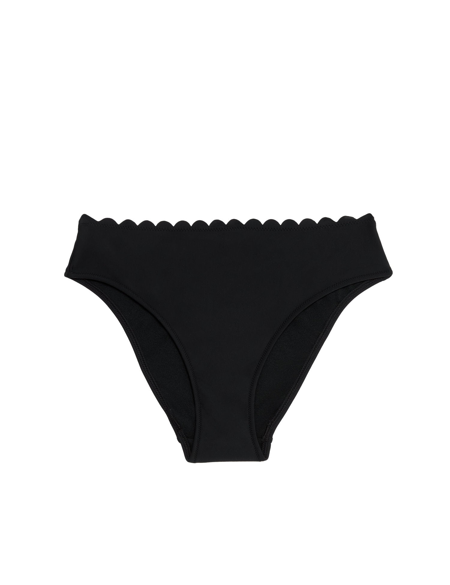 Neoprene Scallop High Leg Bikini Bottoms